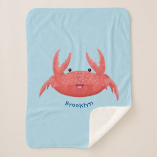 Cute red spotty crab cartoon illustration sherpa blanket
