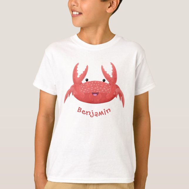 Cute red spotty crab cartoon illustration T-Shirt (Front)