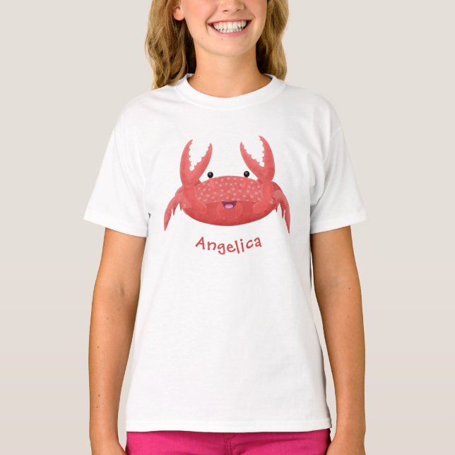 Cute red spotty crab cartoon illustration T-Shirt (Front)