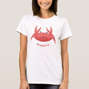 Cute red spotty crab cartoon illustration T-Shirt