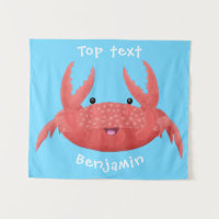 Cute red spotty crab cartoon illustration 