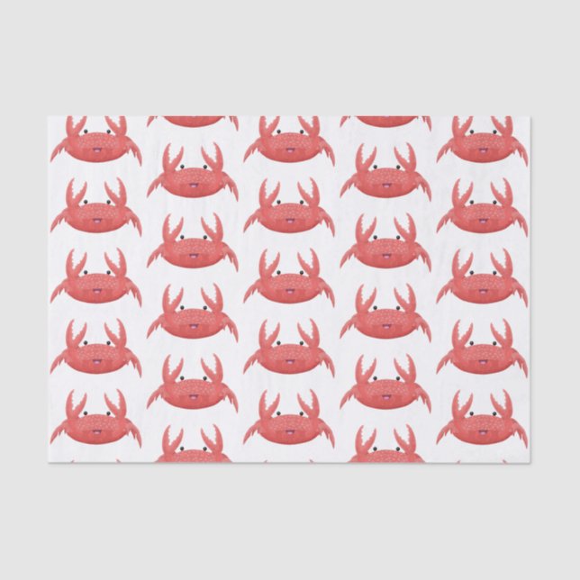 Cute red spotty crab cartoon illustration tissue paper (Front)
