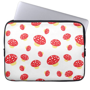 Cute Red Spotty Toadstool Mushrooms Pattern Laptop Sleeve