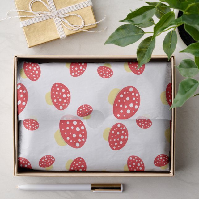 Cute Red Spotty Toadstool Mushrooms Pattern Tissue Paper (Gift)