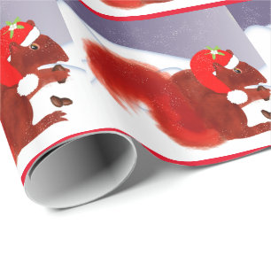Cute Red Squirrel Snowy Christmas Wrapping Paper
