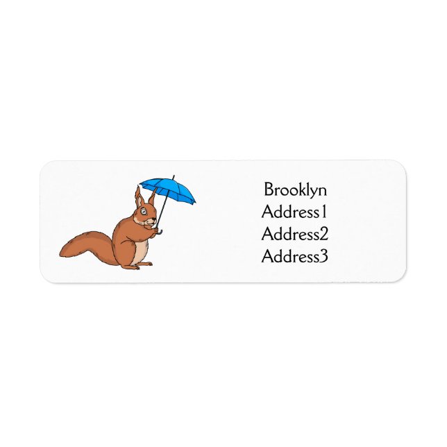 Cute red squirrel with umbrella cartoon (Front)