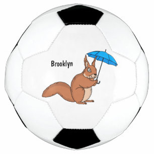 Cute red squirrel with umbrella cartoon football