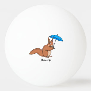 Cute red squirrel with umbrella cartoon ping pong ball