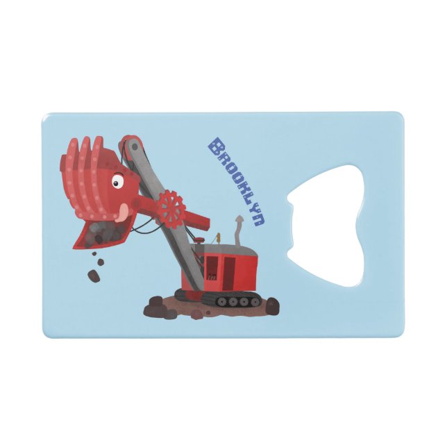 Cute red steam shovel digger cartoon illustration (Front (Horizontal))