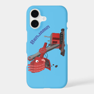 Cute red steam shovel digger cartoon illustration