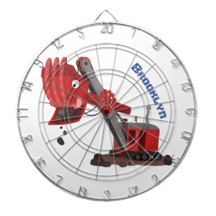 Cute red steam shovel digger cartoon illustration dartboard