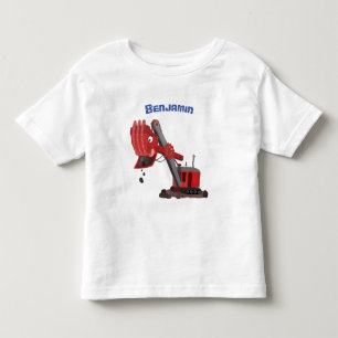 Cute red steam shovel digger cartoon illustration toddler T-Shirt