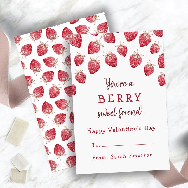 Cute Red Strawberries Valentine Card (Cute Red Strawberries Valentine Note Card)