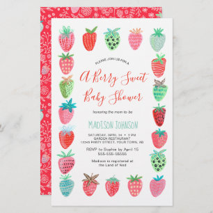 Cute Red Strawberry baby shower budget invitation