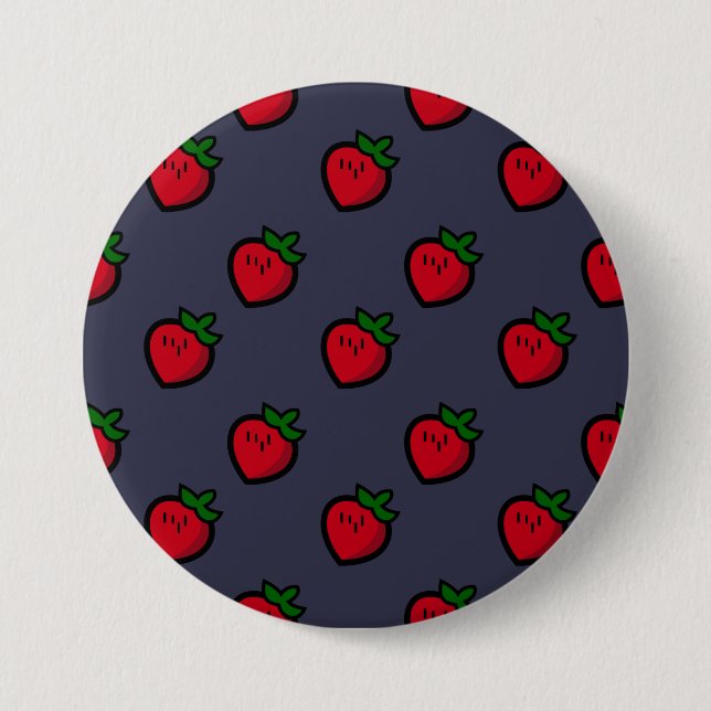 Cute Red Strawberry Pattern for Vegans 7.5 Cm Round Badge (Front)