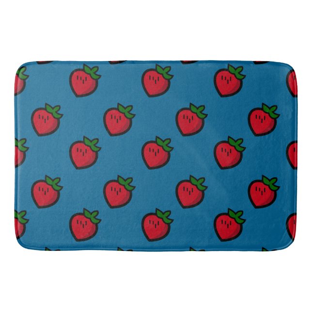 Cute Red Strawberry Pattern for Vegans Bath Mat (Front)