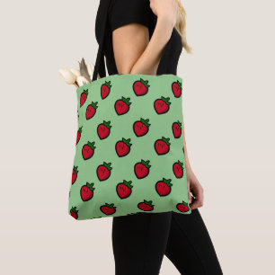 Cute Red Strawberry Pattern for Vegans Tote Bag