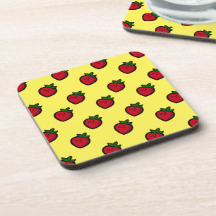 Cute Red Strawberry Pattern for Vegetarians Coaster