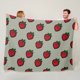 Cute Red Strawberry Pattern for Vegetarians Fleece Blanket
