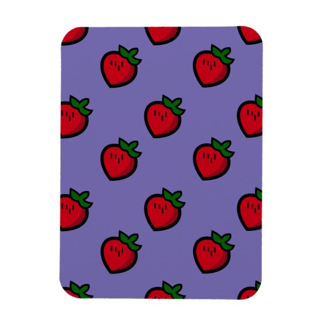 Cute Red Strawberry Pattern for Vegetarians Magnet (Vertical)