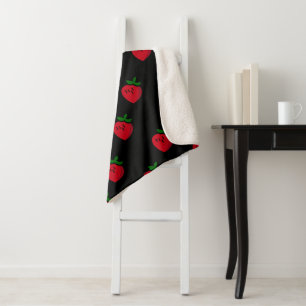 Cute Red Strawberry Pattern for Vegetarians Sherpa Blanket