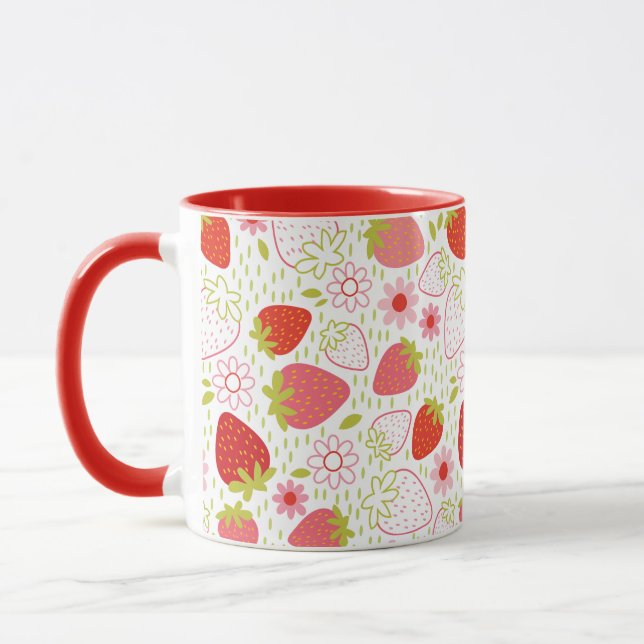 Cute Red Strawberry Pattern Mug (Left)