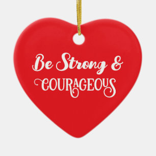 Cute Red Strong and Courageous Heart Ceramic Tree Decoration