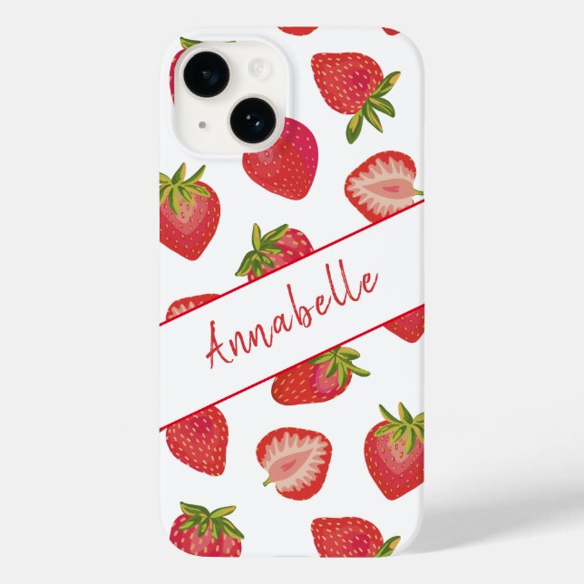 Cute Red Summer Strawberry Pattern Personalised Case-Mate iPhone Case (Back)