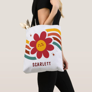 Cute Red Sunflower Floral Tote Bag