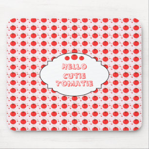 Cute Red Tomato Pattern Hello Cutie Tomatie Mouse Mat