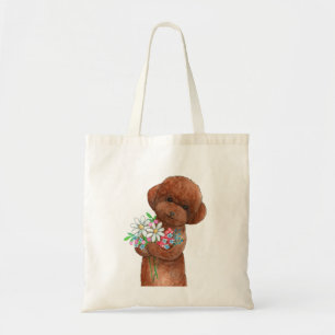 Cute Red Toy Poodle Puppy Doodle Dog Lover Gift Tote Bag