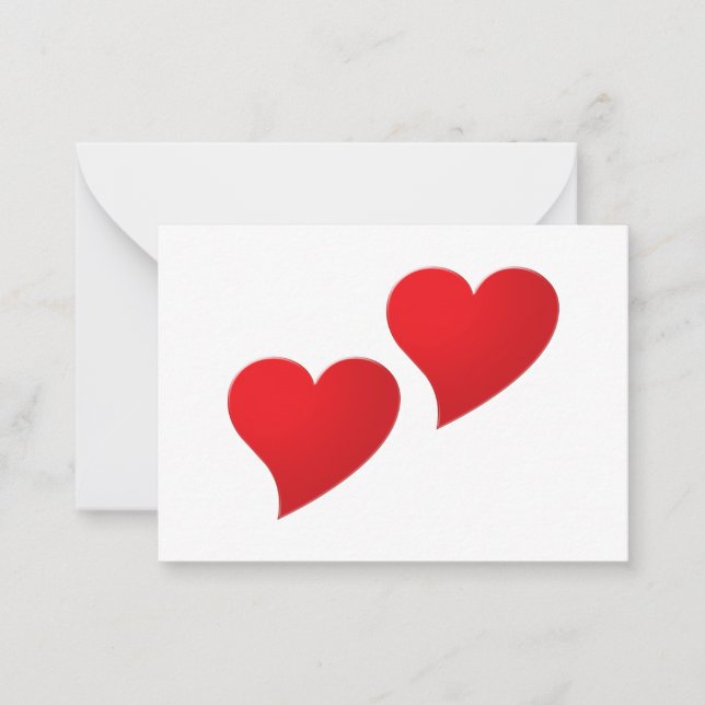 Cute red two hearts minimalist Valentine's day Card (Front)
