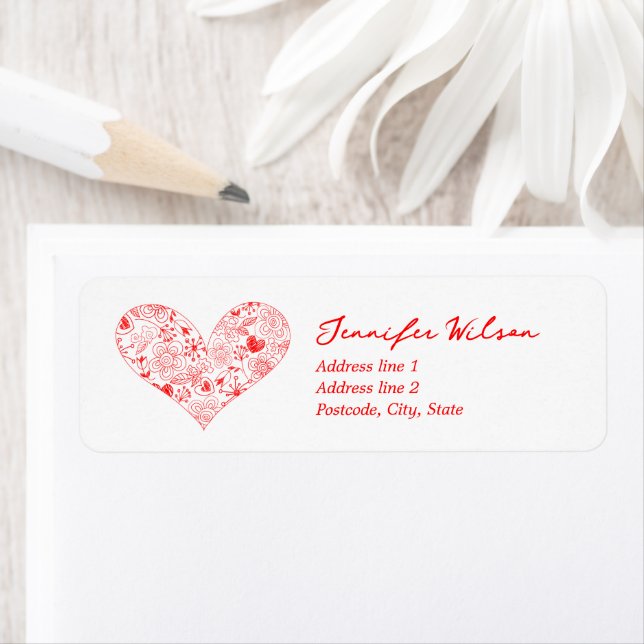 Cute Red Valentine's Day Floral Heart Custom Name  (Insitu)