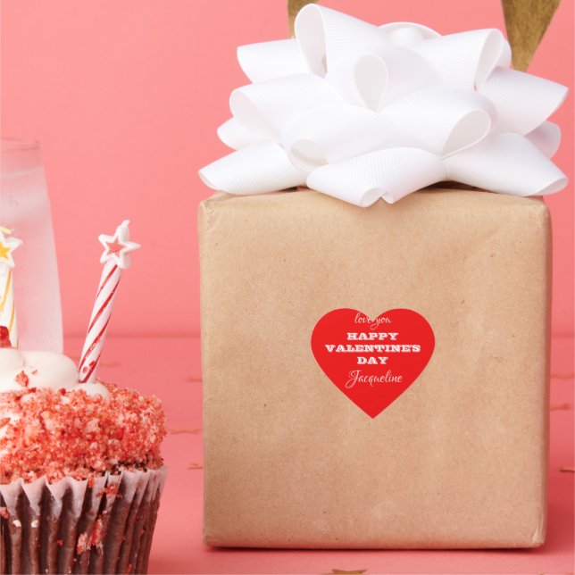Cute Red Valentine's Day Stickers Personalise (Party)