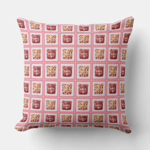 Cute Red Velvet Patchwork Cookie Teddy Bear Cushion