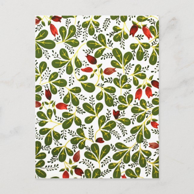 Cute Red Vintage Floral Pattern Postcard (Front)