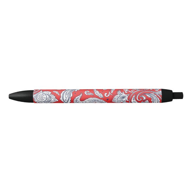 Cute red vintage flowers patterns black ink pen (Front)