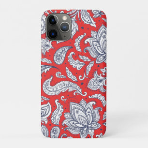 Cute red vintage flowers patterns iPhone 11 pro case