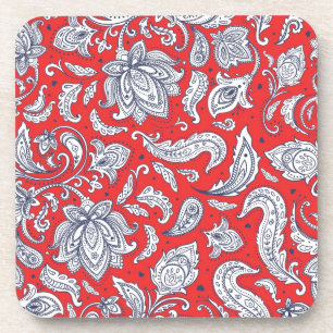 Cute red vintage flowers patterns coaster