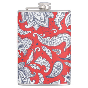 Cute red vintage flowers patterns hip flask