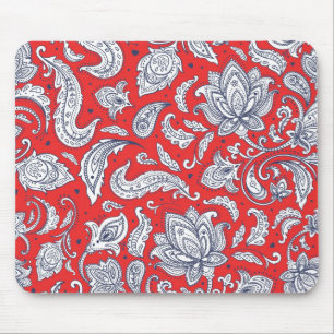 Cute red vintage flowers patterns mouse mat