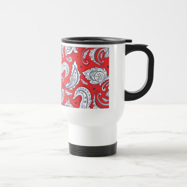 Cute red vintage flowers patterns travel mug (Right)