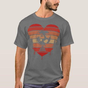 Cute Red Vintage Heart Geography Valentine Day Lov T-Shirt