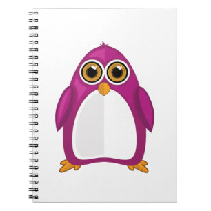Cute Red Violet Penguin Cartoon Kawaii Animal Notebook