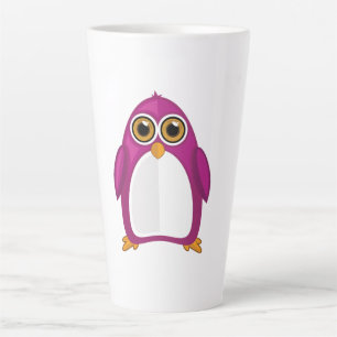 Cute Red Violet Penguin – Kawaii Big Eyes Cartoon Latte Mug