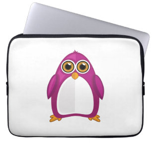 Cute Red Violet Penguin Kawaii Cartoon Big Eyes Laptop Sleeve