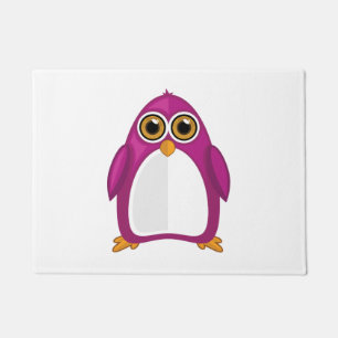 Cute Red Violet Penguin – Kawaii Cartoon Penguin Doormat