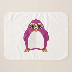 Cute Red Violet Penguin – Kawaii Cartoon Penguin Sherpa Blanket