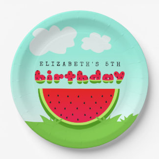 Cute Red Watermelon Fruity Birthday Party Paper Plate