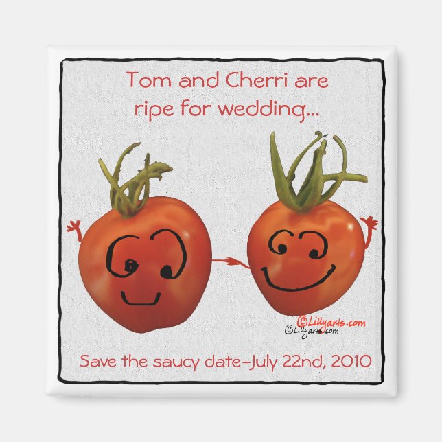Cute Red Wedding Tomatoes Save the Date  Magnets (Front)